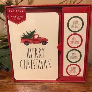 Rae Dunn “MERRY  CHRISTMAS ” NOTE CARD SET OF 12
